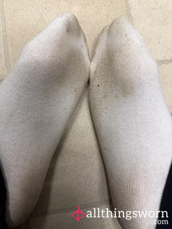 White Trainer Socks. Worn For 24 Hours
