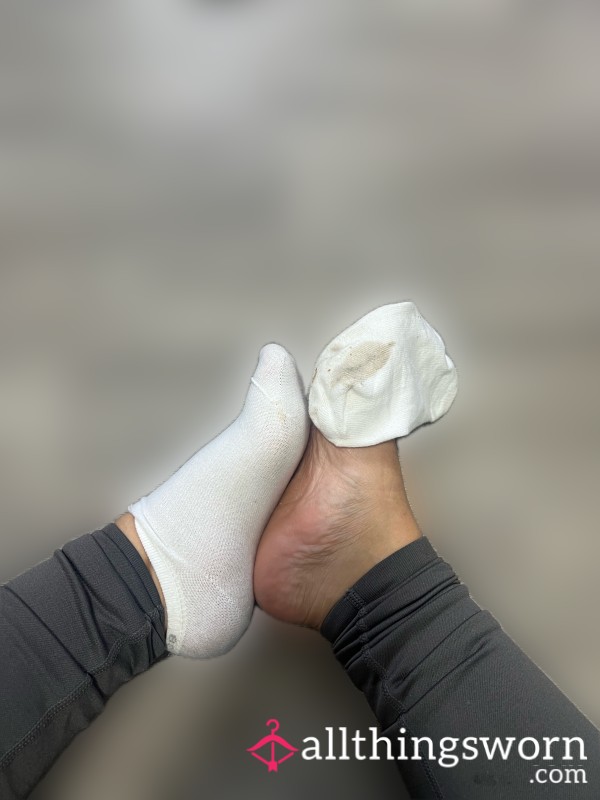 White Trainers Worn Socks