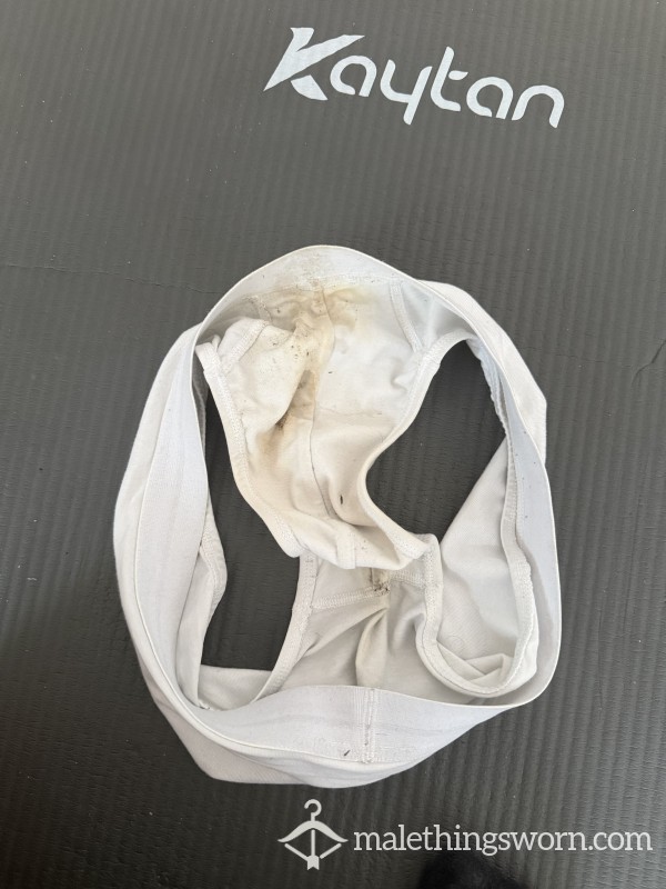 White Underwear Full Of C*m And Pi*s Drops
