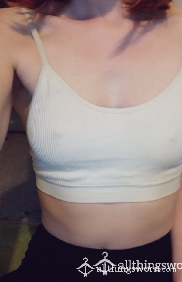 White Unpadded Sports Bra Size Medium