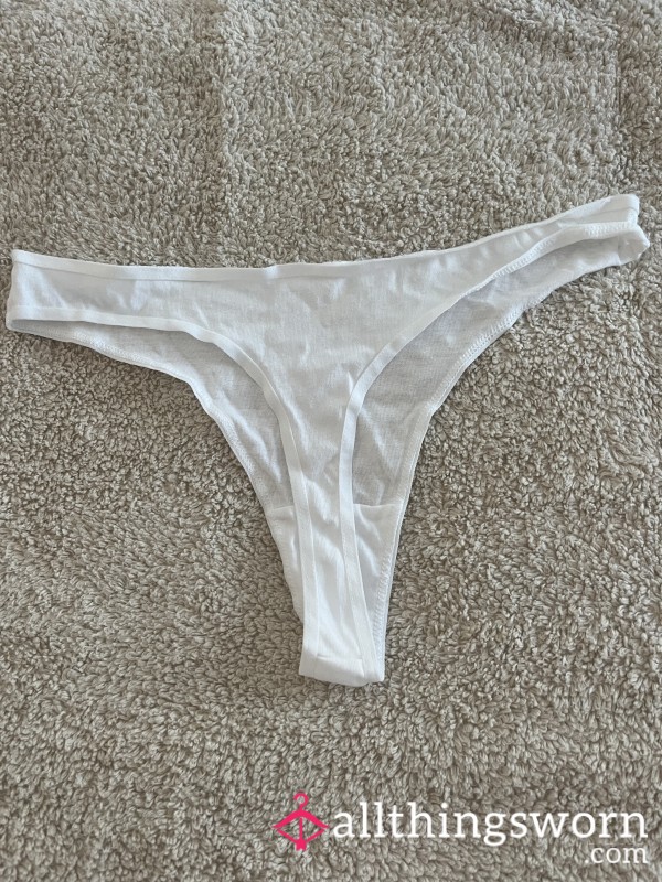White Used Thong Worn For 2 Days