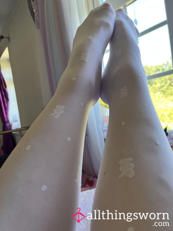 White Virginal Patterned Tights