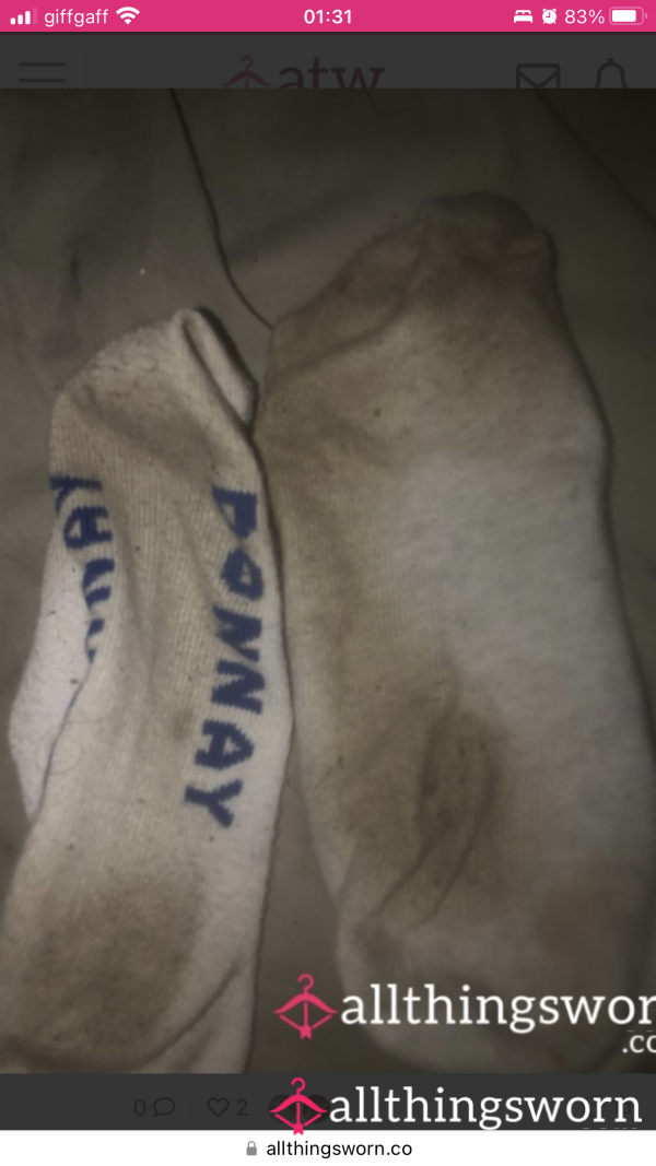 White Well Worn Trainer Socks