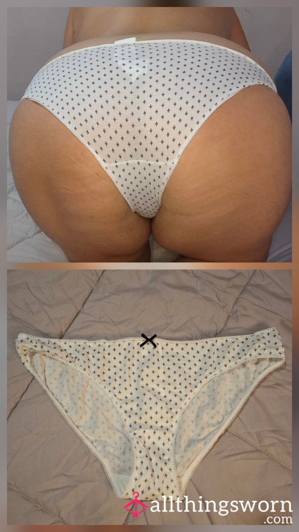 White With Black Cotton Fullback Panties