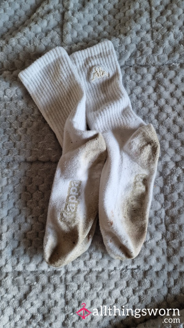 Cleaners White Work Socks, Very Dirty