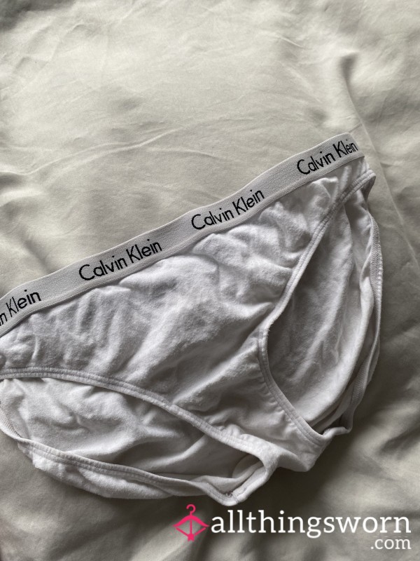 White Worn Calvin Kleins