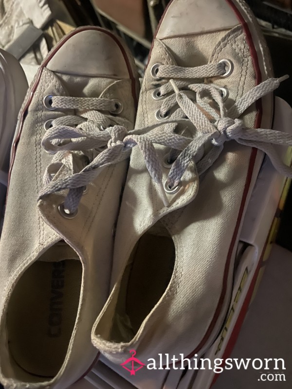 White Worn Converse