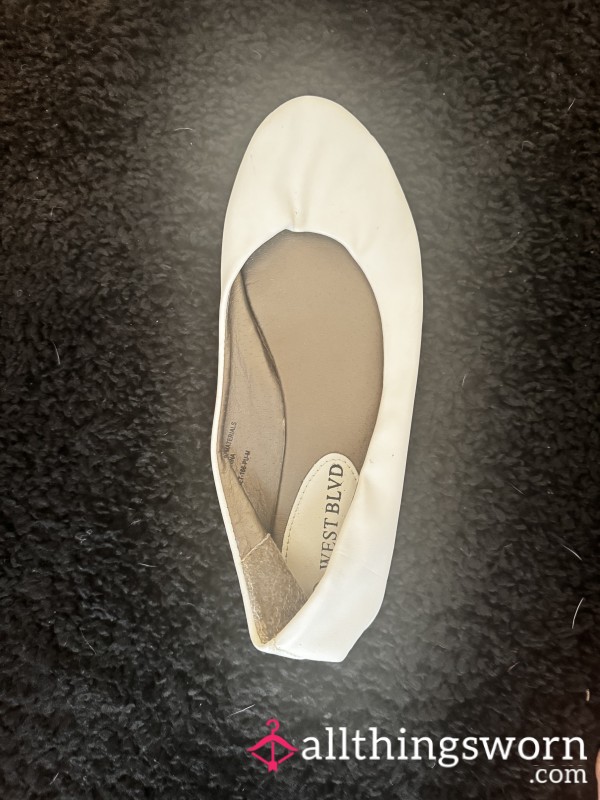White Worn Flats