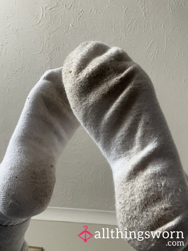 White Worn Gym Socks