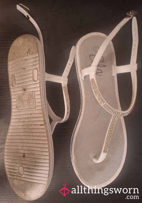 White Worn Sandles, Looking For A New Home. Been Worn In The Local Park In The Summer Time  Had For 2 Years.