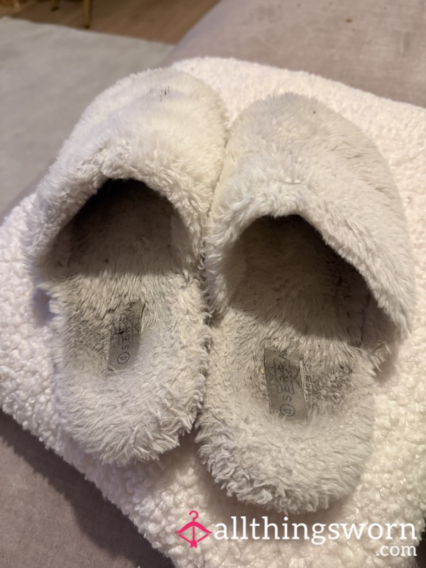 White Worn Slippers
