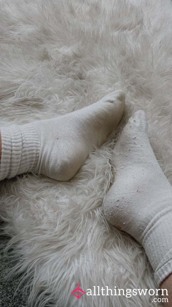 White Worn Socks