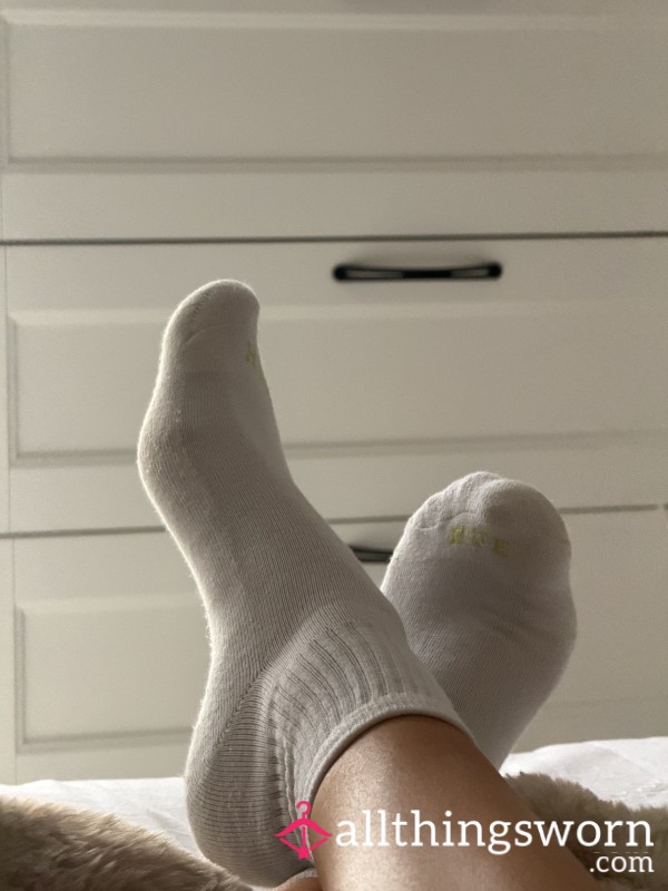 White Worn Sweaty Gym Socks