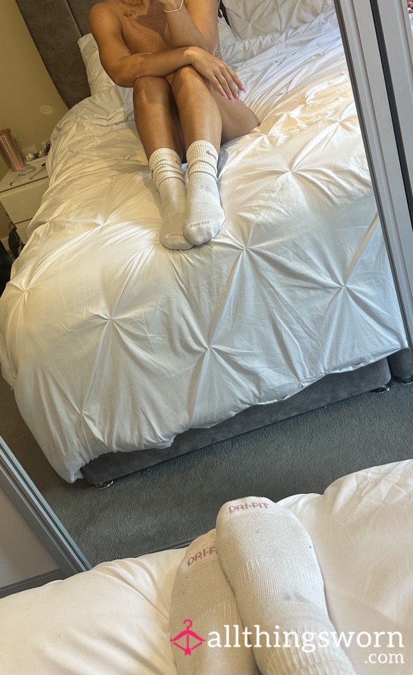 White Worn Sweaty Running Socks 🧦
