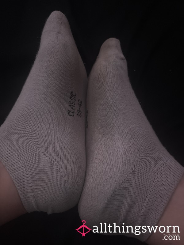 White Worn Trainer Socks