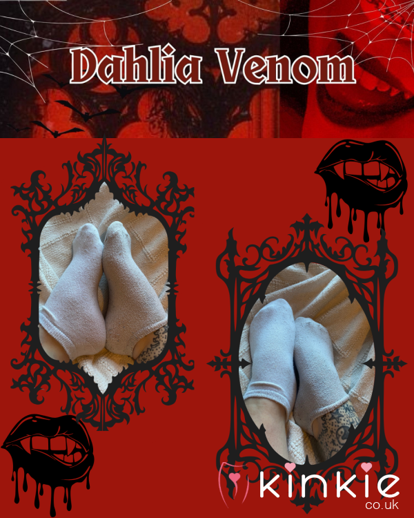 🧦 White Worn Trainer Socks – Dahlia Venom