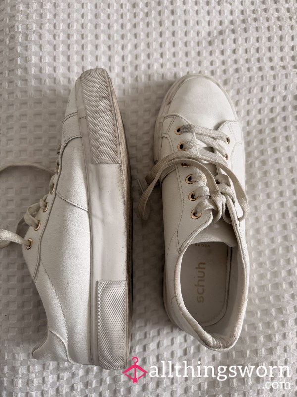 White Worn Trainers
