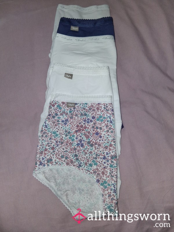 White..Blue...Flor*l Playtex Panties