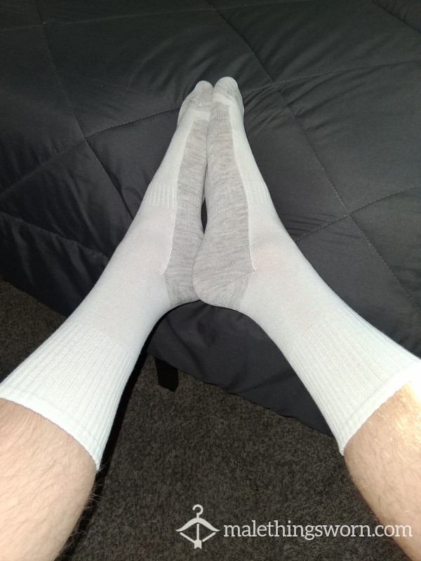 White/Light Grey Crew Work Socks