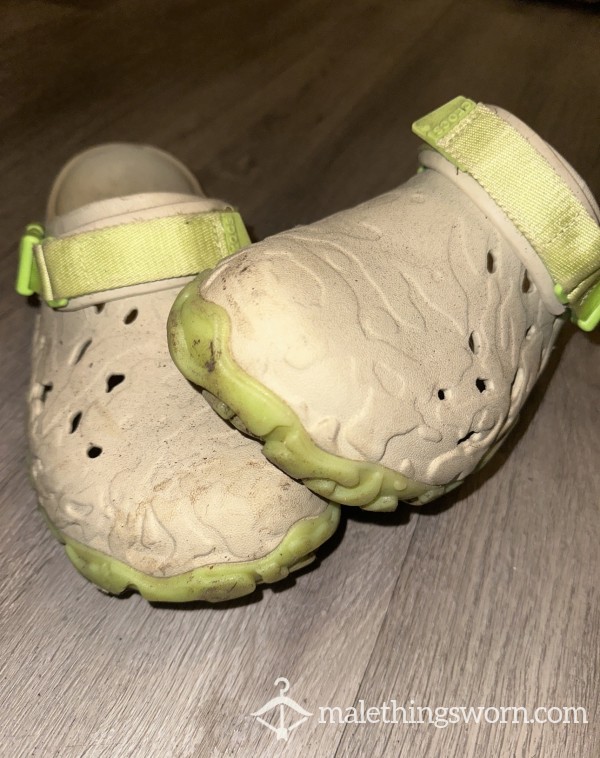 🐊 White/Lime ‘All Terrain’ Mucky LIMITED EDITION Crocs 🐊