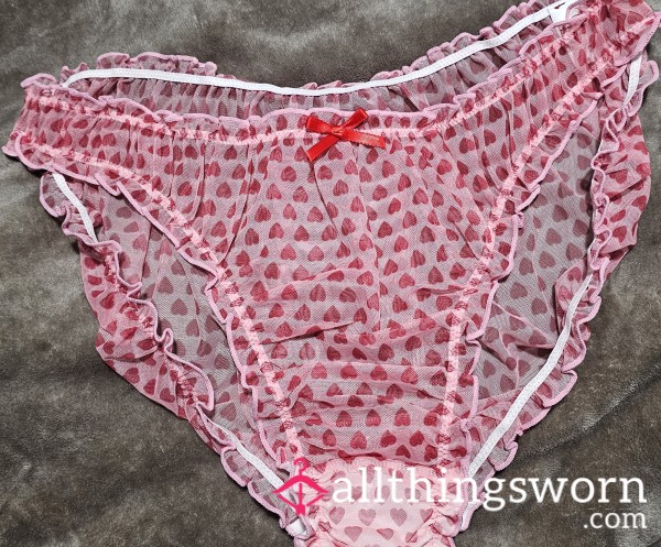 White&Pink Heart Lace Panties! 3daywear/shippingincld/2photos