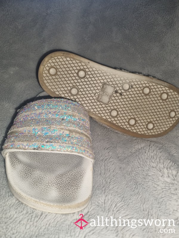 White/sparkly Slidders