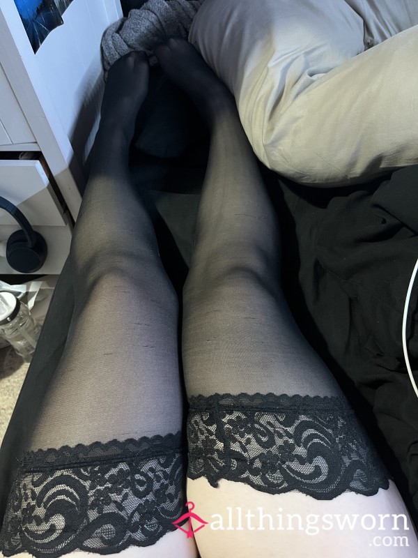 Who Wants My Lacey Thigh High Stockings I Wear Regularly?