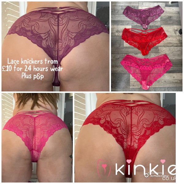 WHO WANTS TO TASTE MY Pu**y? LACE KNICKERS FROM £10 FOR 24 HOURS WEAR