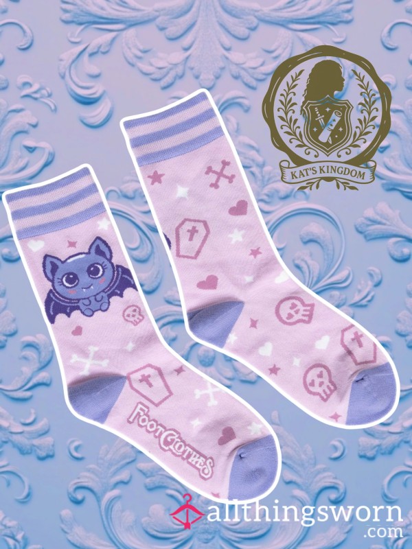 Widdle Bat Guy 🦇💜 | Gothic Cutie Crew Socks
