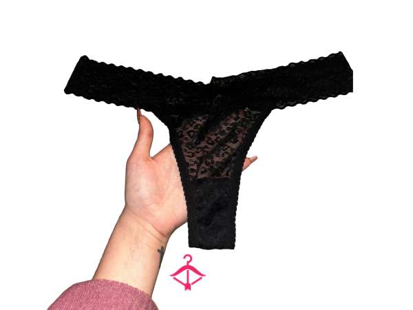 Worn Black Lace Cheetah Print Panties