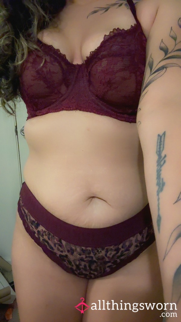 Wild In Wine 🍷 Leopard & Lace Lingerie Set – Worn Just For You