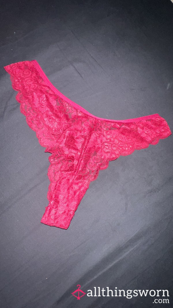 Wine Red Used Lace Thong