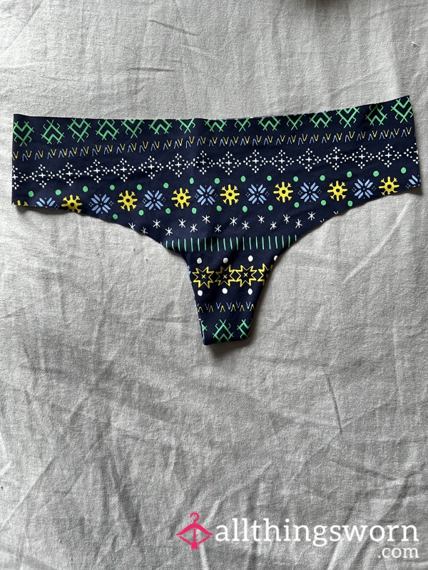 Freshly Worn Victoria’s Secret Winter Pattern Thong - Size XS