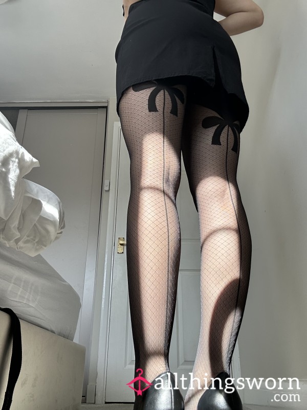 Wolford Graphic Pattern Tights W/ Seam-back & Bow