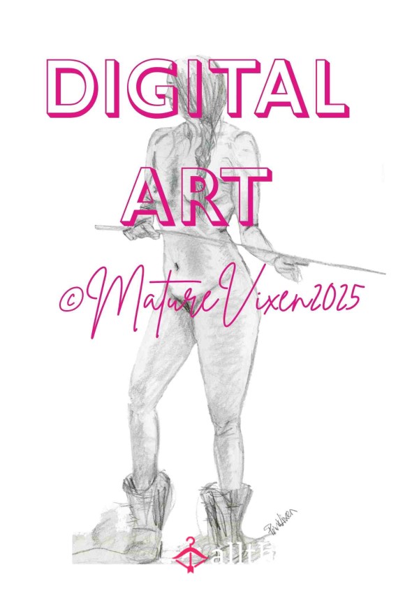 ‘Woman With Whip’ Digital Art Print - Original Pencil Sketch