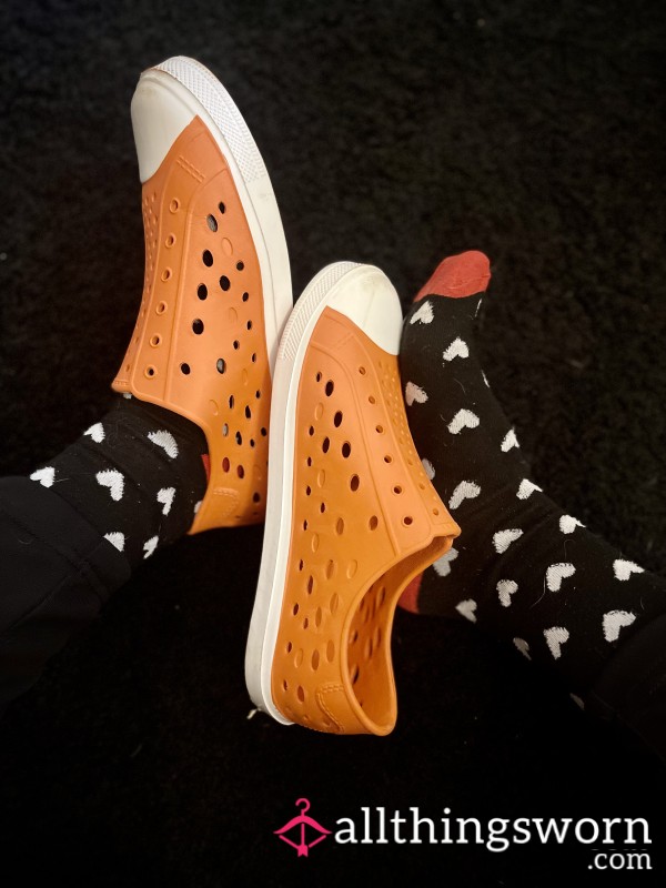 Women’s 9/10 Orange Rubbery Garden Shoes | Slip Ons, Ventilated | For Purchase, Content, Or Tea