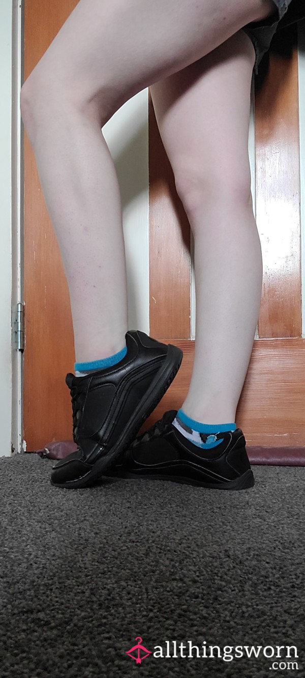 Women's Black Work Shoes, Worn Out