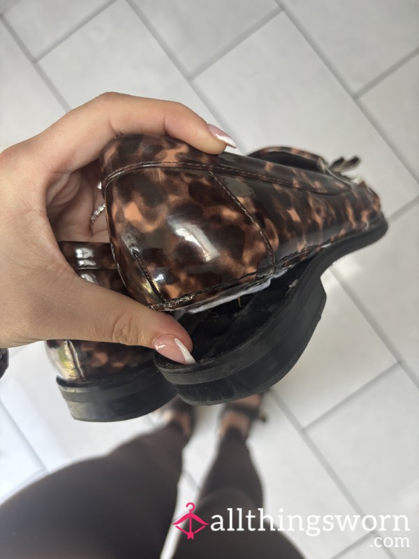 BATTERED, BROKEN, LEOPARD PRINT SMART WORK LOAFERS