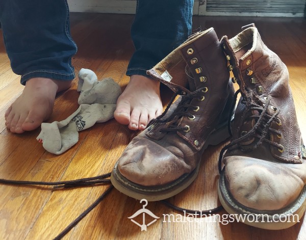 WORK BOOTS - Get A Pair Of My Beat-Up Smelly Boots Worn On-the-job.
