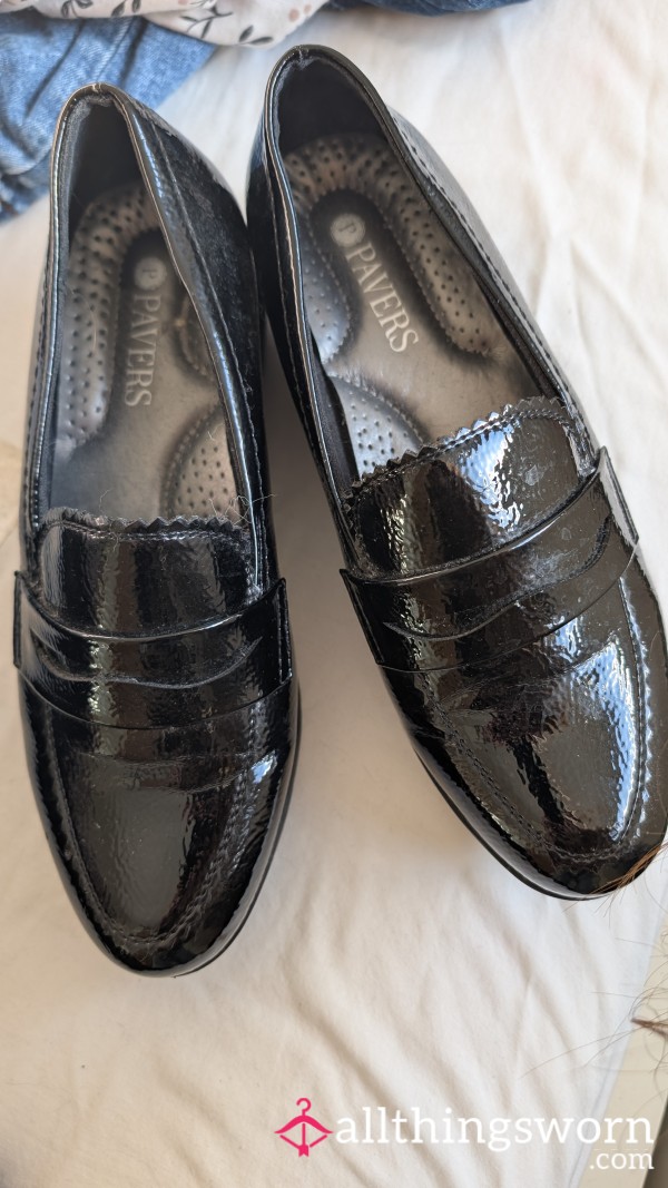 Work Shoes, Shiny Patent, Size UK 5