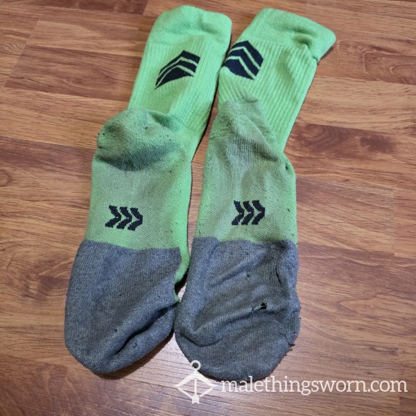 Work Worn, Unwashed Green And Gray Calf Length Socks