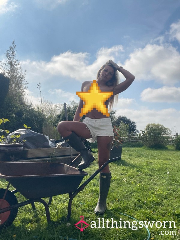 Working The Land In My White Hot Pants And Wellies