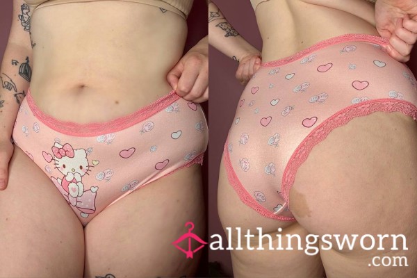 ✨Worn 24hrs Pink Hello Kitty Brief Panties✨