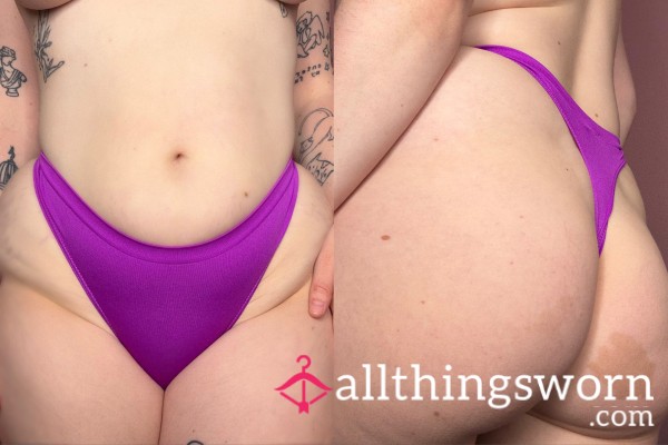 💜Worn 24hrs Purple Thong💜