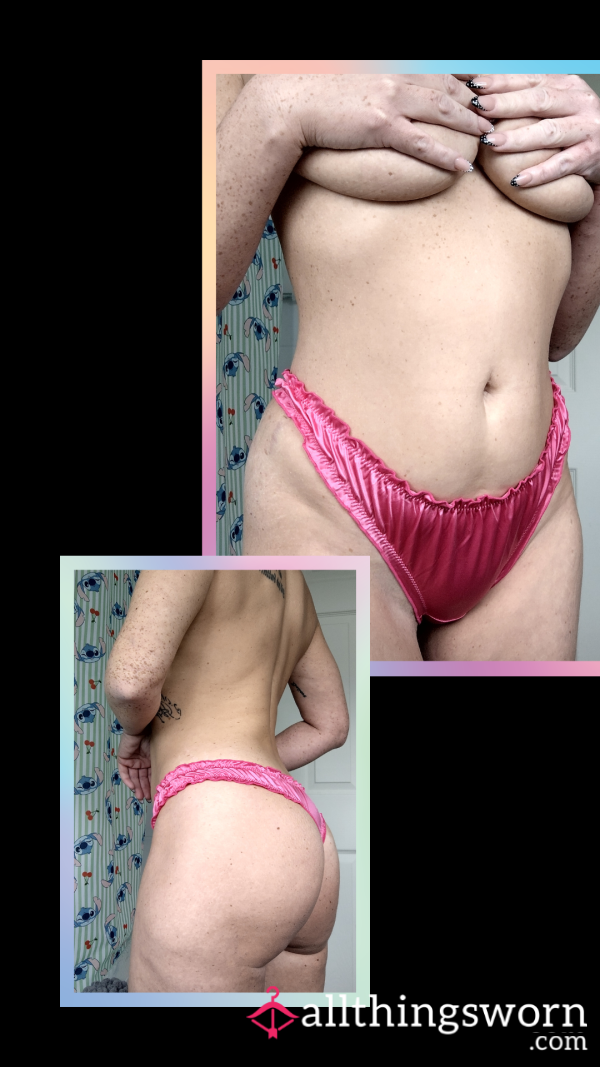 Worn 48 Hour Pink Satin Sa**y Set 💖