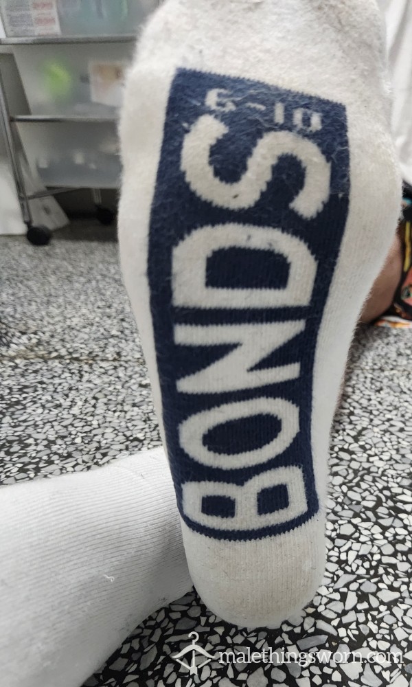 Worn 7 Days Straight - White Bonds Crew Socks