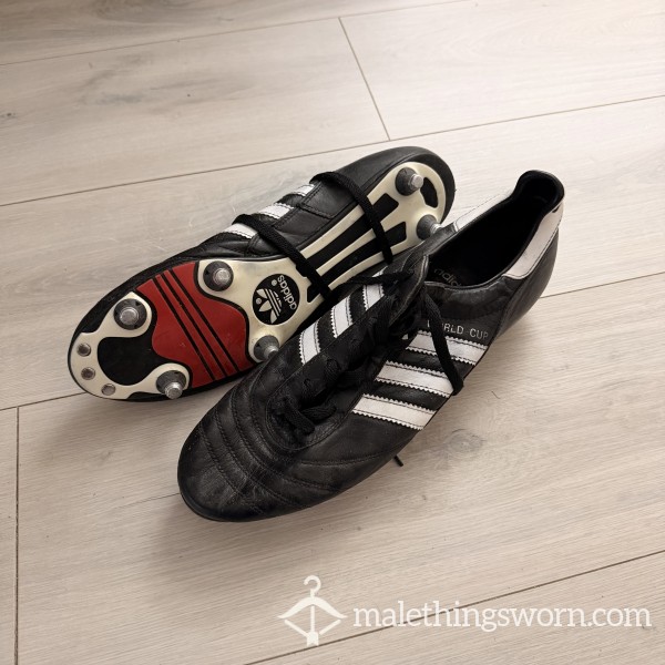Worn Adidas Copa Mundial Black Leather Football Boots - Size 11 🇬🇧