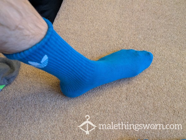 Worn Adidas Gym Socks, Blue