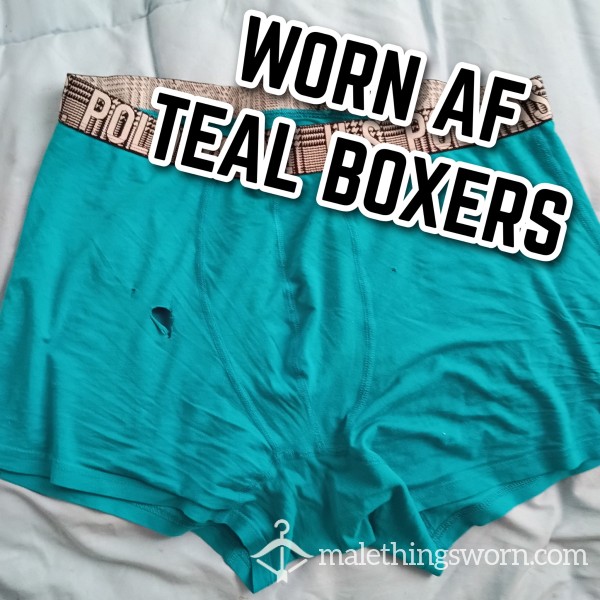 Worn AF Teal Boxer Briefs.