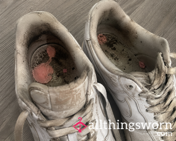 Worn Air Force Smelly And Sweaty Inside With Bubblegum Stick To The Insoles